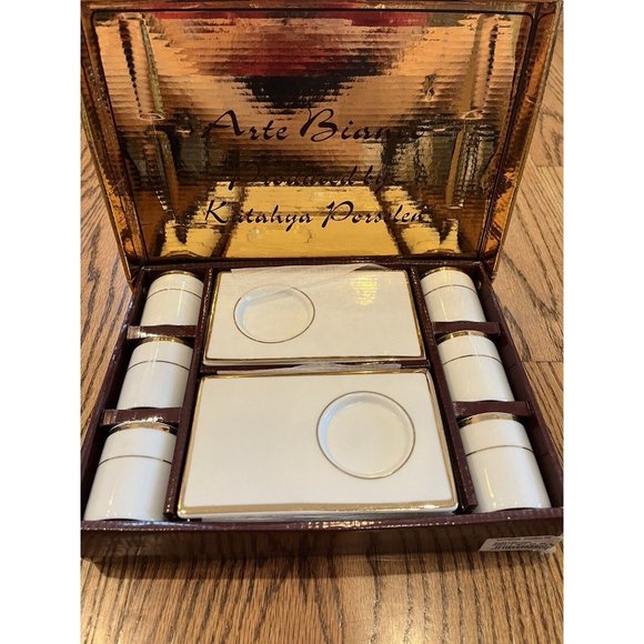 Kutahya Porselen Arte Bianco Expresso Coffee / Tea Set. Plates And Mug Cups. - Picture 3 of 13